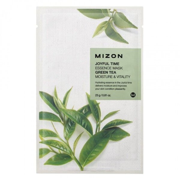 Mizon Joyful Time Essence Mask Green Tea lakštinė veido kaukė su žaliaja arbata 23g